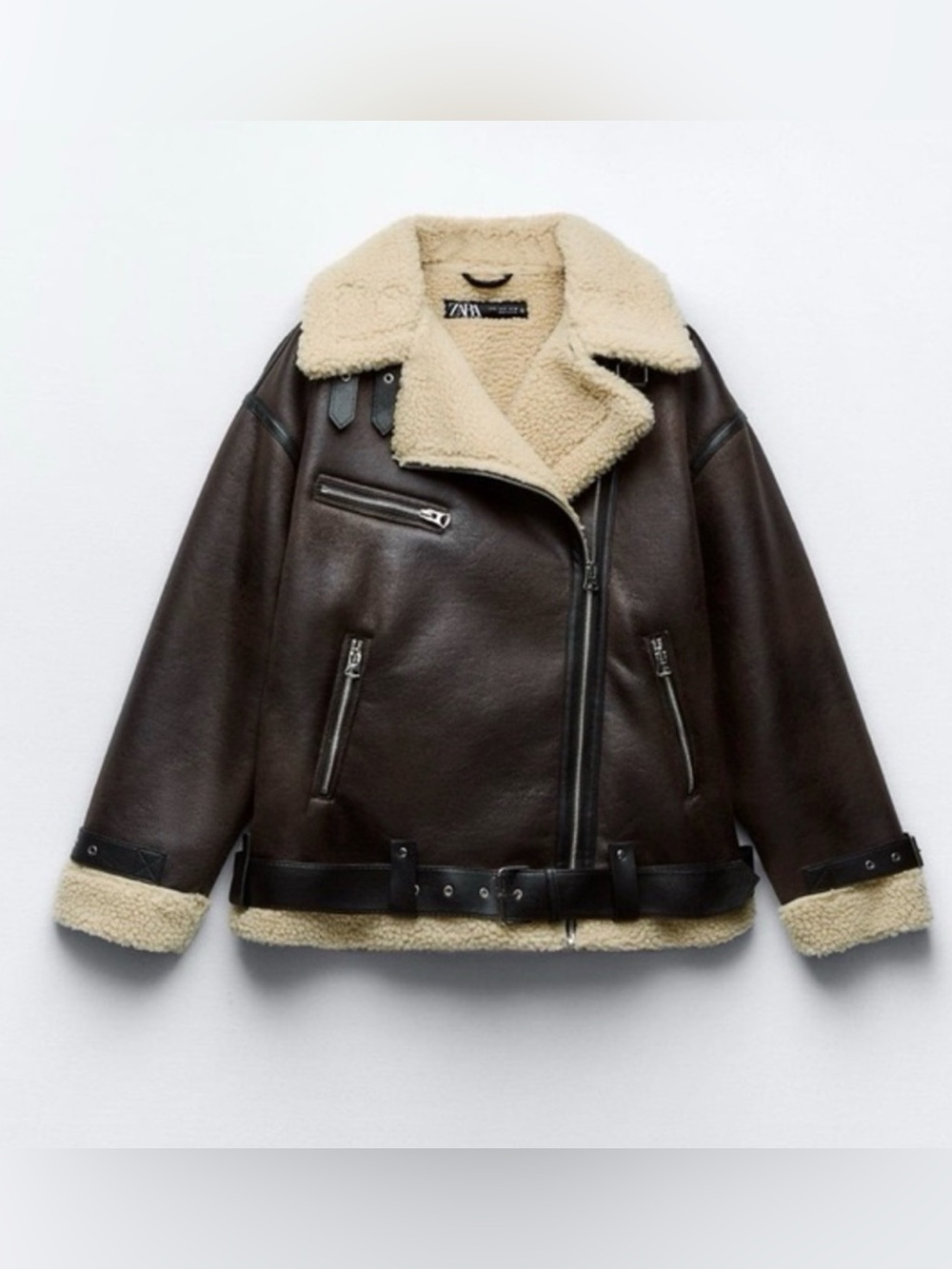 Zara Dark Brown Aviator Jacket